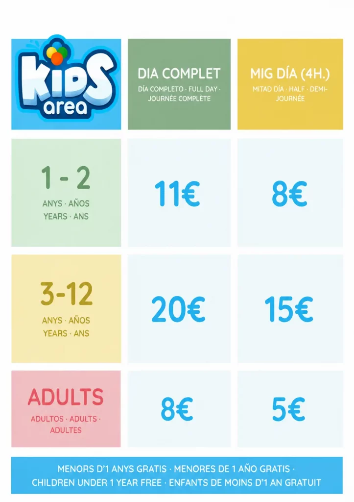 tarifas T.alta KIDS AREA JUL2026